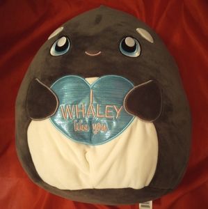 Squishmallows Plush 12" Kai The Grey Orca Whale w/ Blue Heart I Whaley Like You